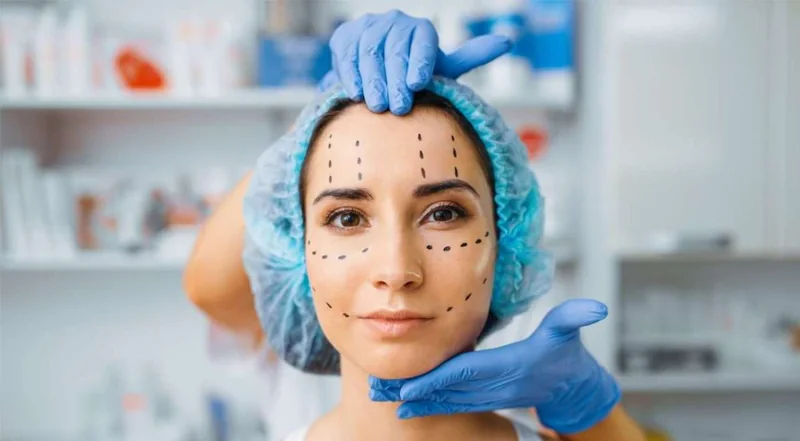 Facial-care illustration with facial treatment markings